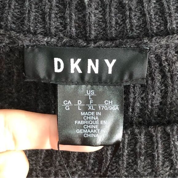 Dkny NWT Size Large Grey/Black Knit Sweater - Picture 5 of 6